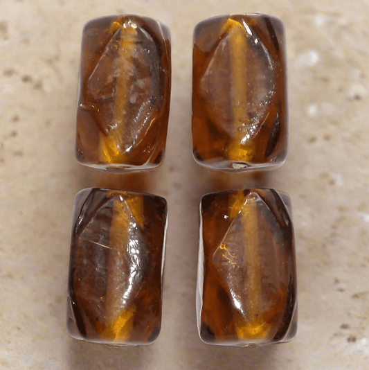 18+ Glass Beads Brown 20x12mm - Brown / Glass / Rectangle