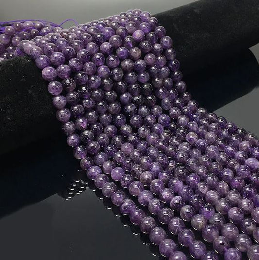 6mm Round Amethyst Stone Beads Purple - Purple / Stone / 1 String