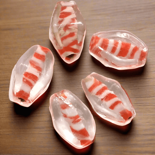 45+ Diamond Beads Inside Color 16x10mm - Red / Glass / Diamond