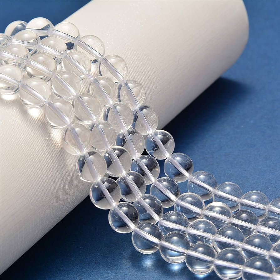 5mm Round Clear Quartz Stone Beads White - White / Stone / 1 String