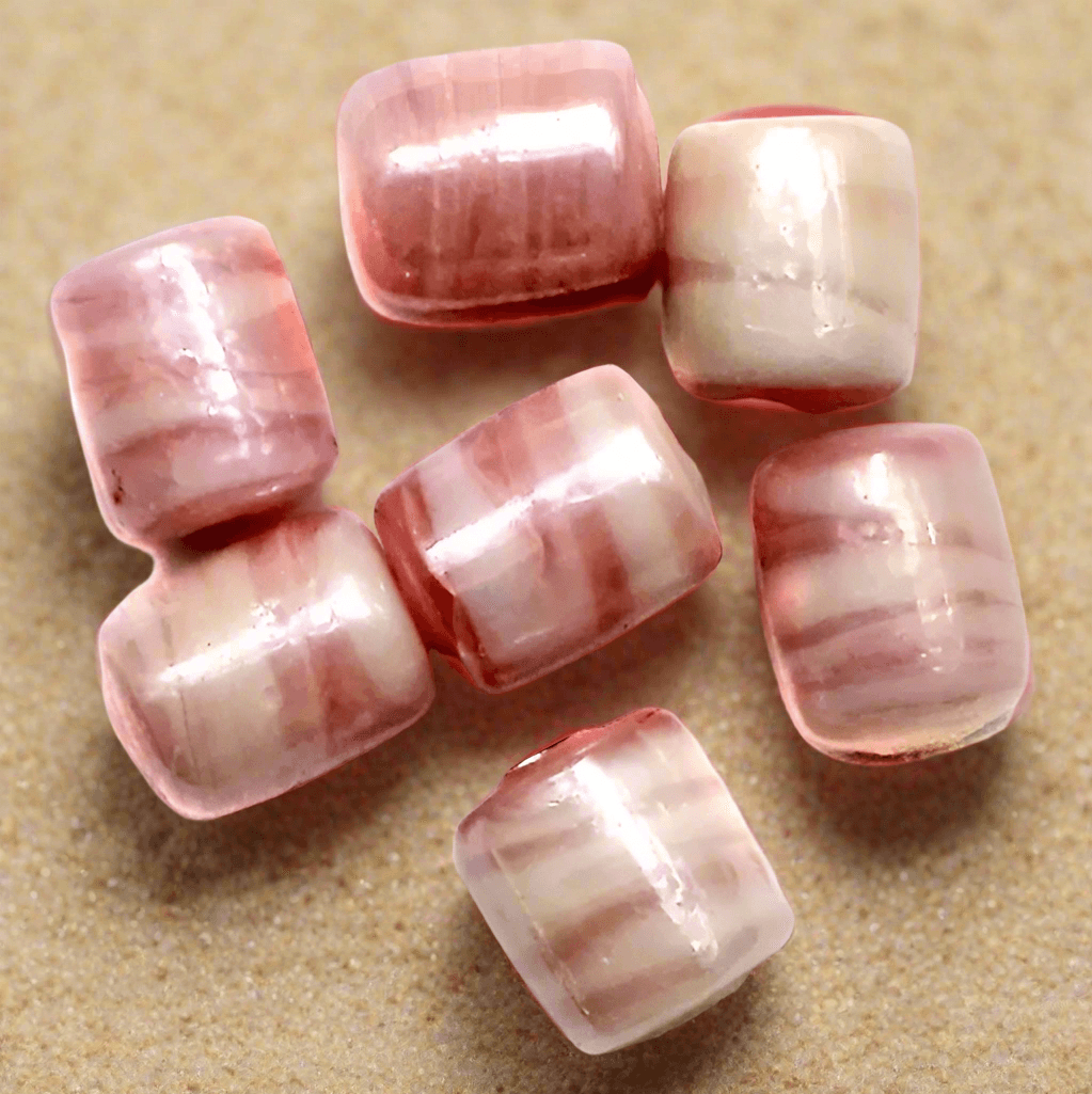 160+ Swirl Glass Tube Beads Pink AB 10x8mm - Pink / Glass / Tube