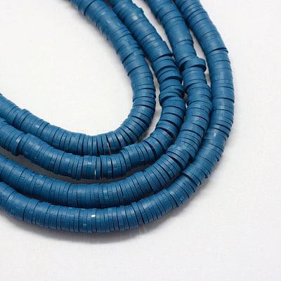 6mm Steel Blue Polymer Clay Fimo Ring Beads 1 String - 6mm / Polymer Clay / Blue