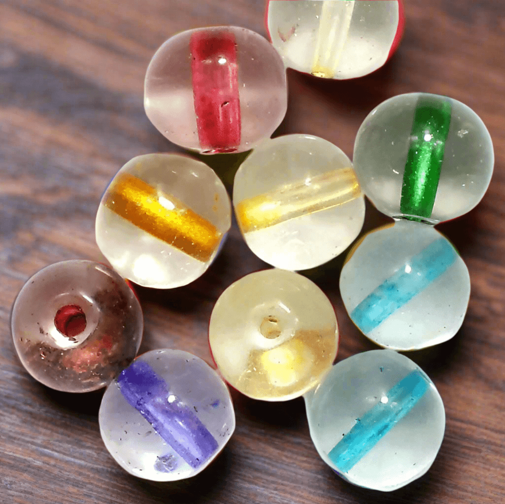 280+ Glass Round Beads Inside Color Assorted 8mm 200 Gm - MultiColor / Glass / Round