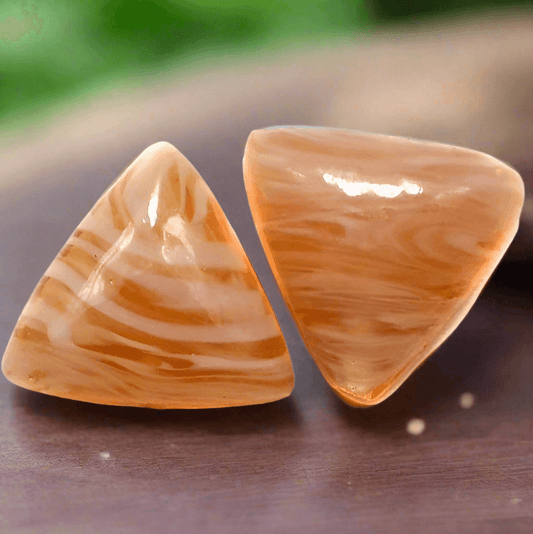 2 Lampwork Tikona Beads Light Brown 20x22mm - Brown / Glass / Triangle