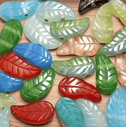 20-spacer-leaf-beads-2-hole-assorted-18x10 - MultiColor / Glass / Assorted