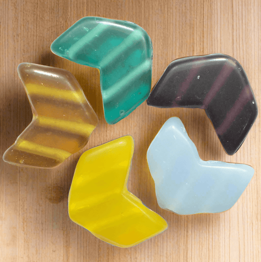 10-spacer-tri-beads-3-hole-assorted-12x20 - MultiColor / Glass / Triangle