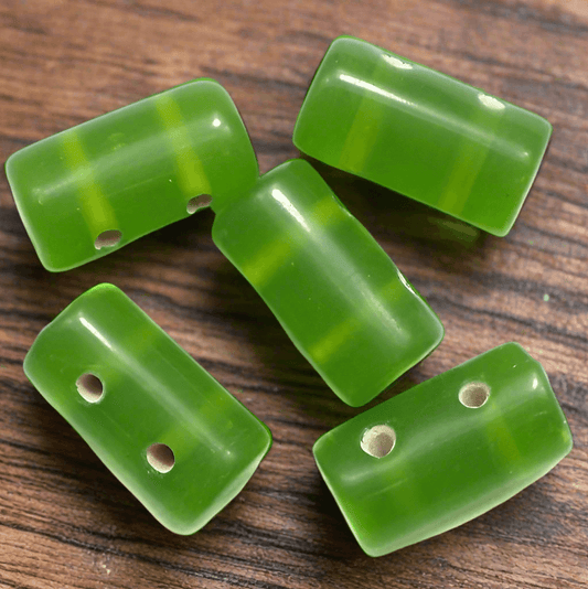 10 spacer tube beads 2 16x10 - Green / Glass / Tube