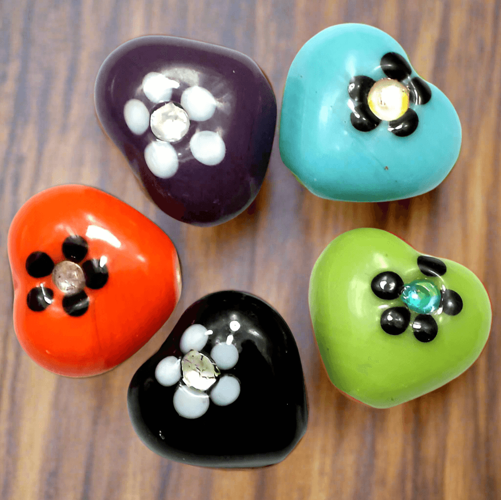 20+ Fancy Flower Heart Beads Assorted 18x20 mm - MultiColor / Glass / Heart