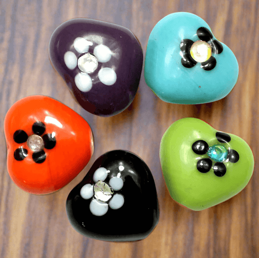 20+ Fancy Flower Heart Beads Assorted 18x20 mm - MultiColor / Glass / Heart