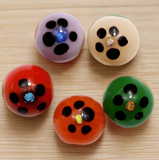 35+ Fancy Flower Round Beads Assorted 12mm - MultiColor / Glass / Round