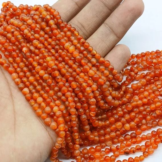7mm Round Carnelian Stone Beads Orange - Orange / Stone / 1 String