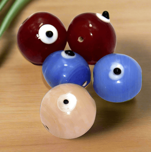 10 Bump Eye Beads Assorted 18x20mm - MultiColor / Glass / Round