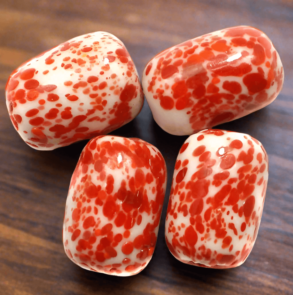 20 Pcs. Bajri Oval Beads  20x15 mm - Red / Glass / Oval