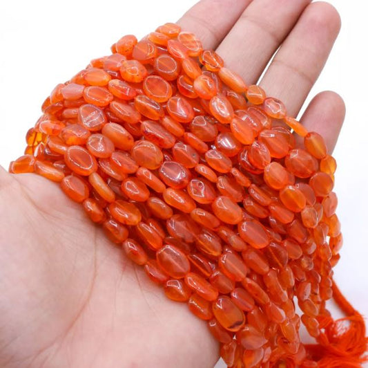 8x5mm Oval Carnelian Stone Beads Orange - Orange / Oval / 1 String