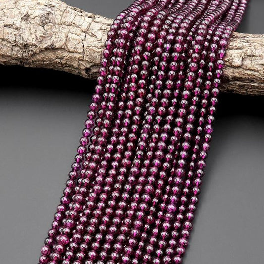 4mm Round Garnet Stone Beads Maroon - Maroon / Stone / 1 String