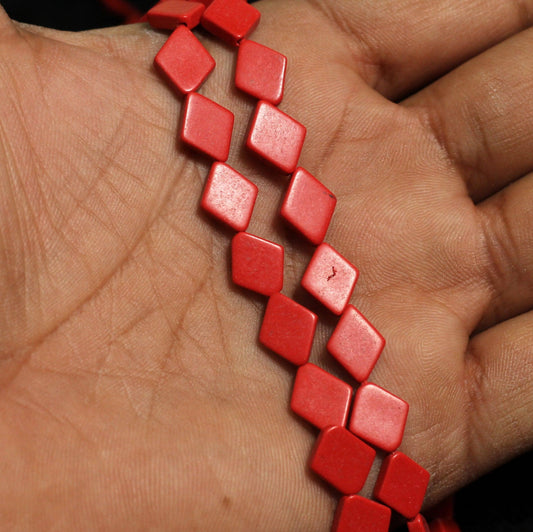 1 Strings Semiprecious Beads Diamond Red 10X6mm - Red / Stone / Diamond