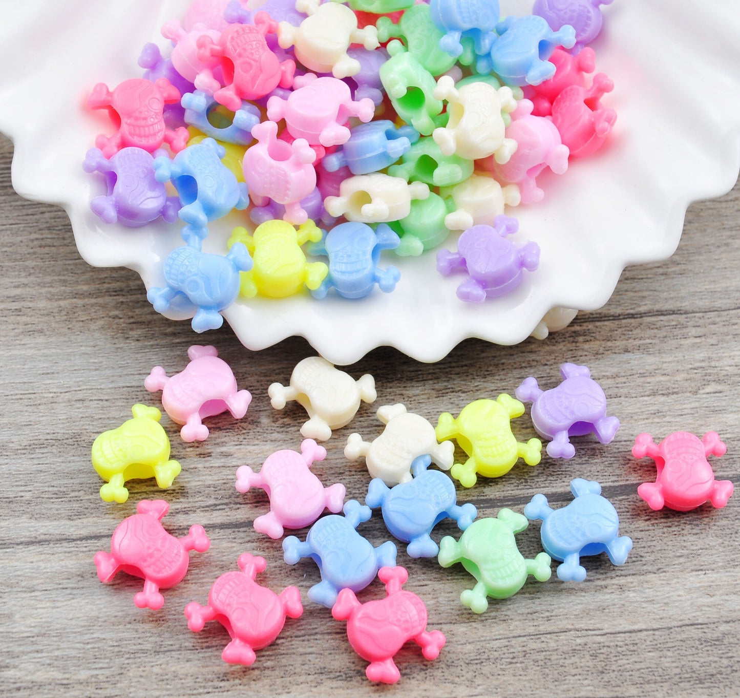 12x14mm Acrylic Assorted skull - MultiColor / Acrylic / 100 Gm