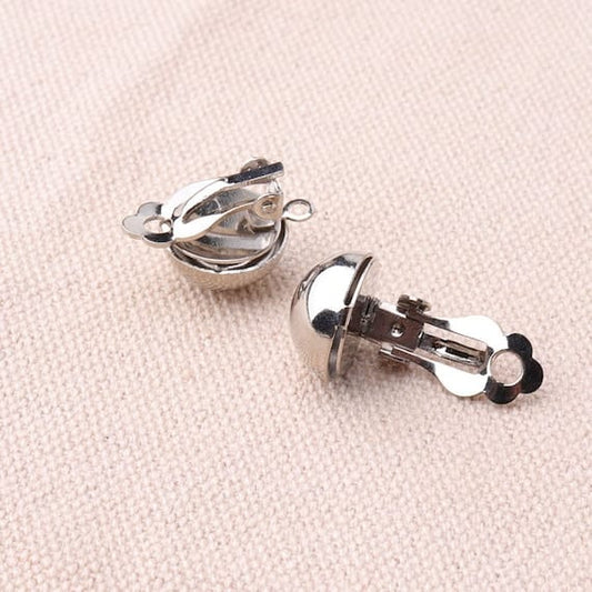 12mm, Silver Clip on Earring - Silver