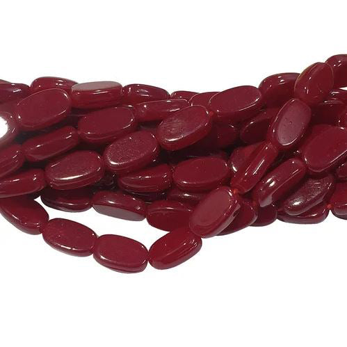 14x8mm Oval Jade Stone Beads Red - Red / Oval / 1 String