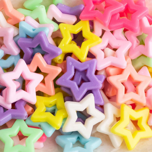 25mm Star Acrylic Beads Assorted Color - MultiColor / Acrylic / 100 Gm
