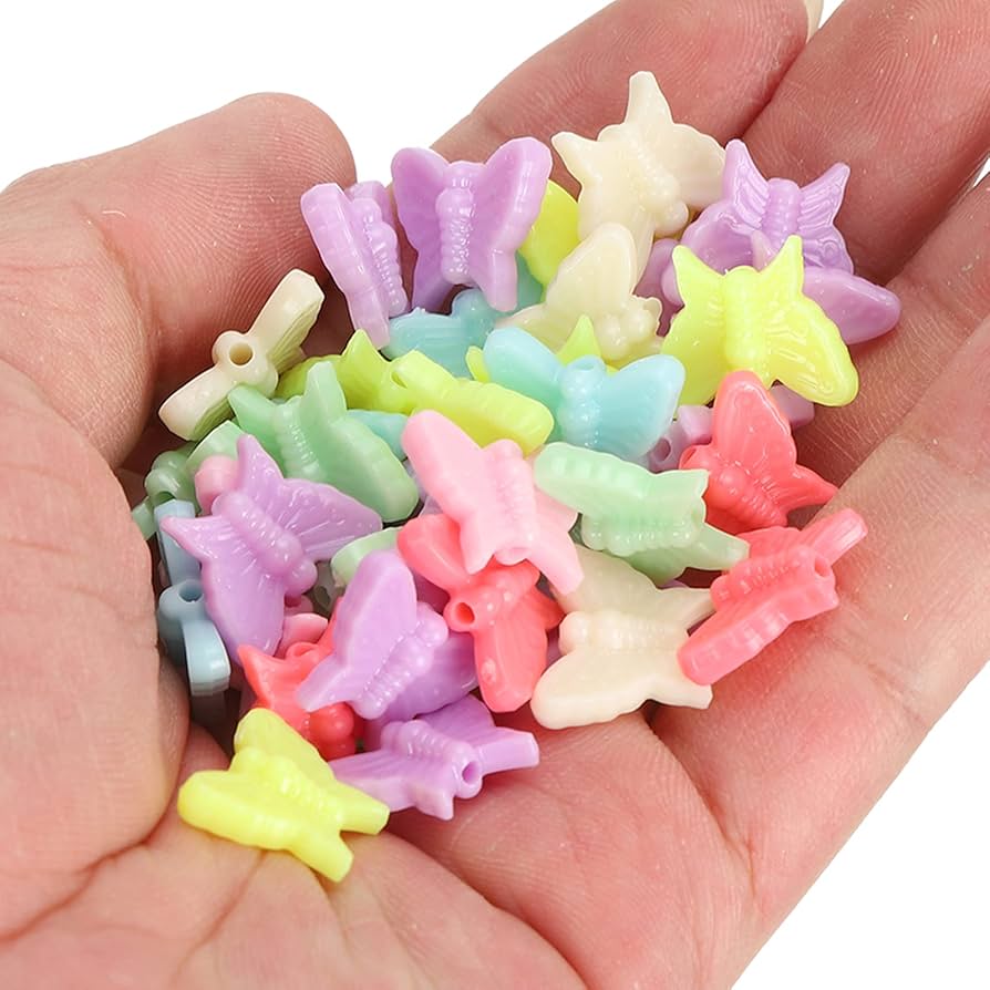 16x13mm Acrylic Multicolor Butterfly Beads - MultiColor / Acrylic / 100 Gm