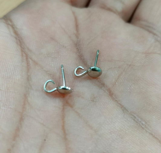 8x10mm, Ear Stud with Open Loop - Silver