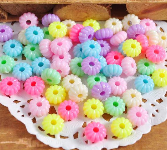 8mm Acrylic Assorted Linear Tyre Beads - MultiColor / Acrylic / 100 gm