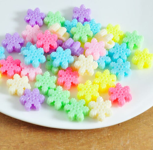 15mm Multicolor snowflake Acrylic Bead - MultiColor / Acrylic / 100 Gm