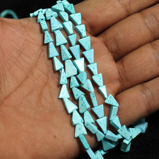 2 Strings Semiprecious Howlite Beads 8x6mm - Turquoise / Stone / Triangle