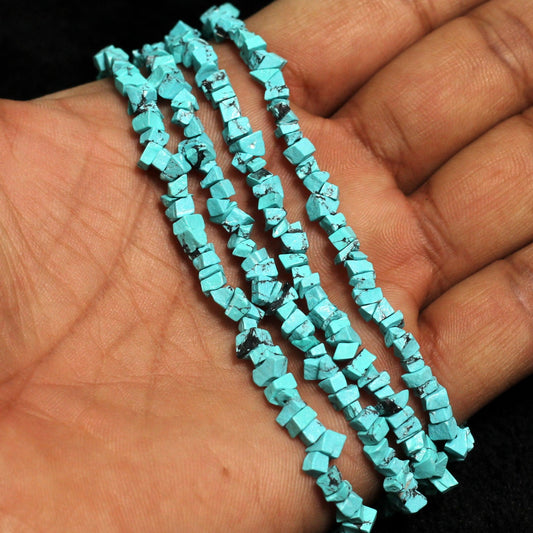 2 Strings Semiprecious Howlite Beads 4mm - Turquoise / Stone / Uncut