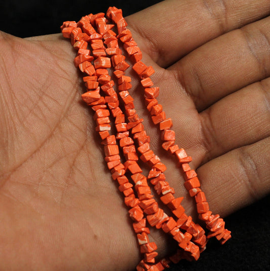 2 Strings Semiprecious Howlite Beads 4mm - Red / Stone / Uncut
