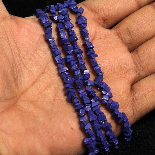 2 Strings Semiprecious Howlite Beads 4mm - Blue / Stone / Uncut