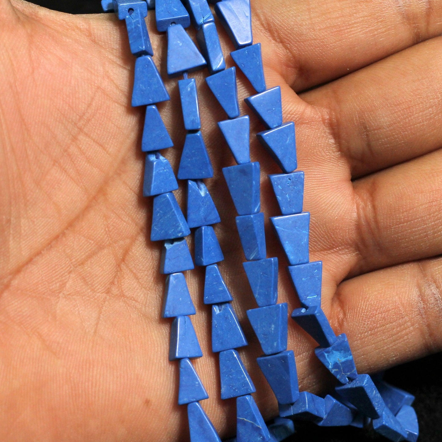 2 Strings Semiprecious Howlite Beads 10x6mm - Blue / Stone / Triangle