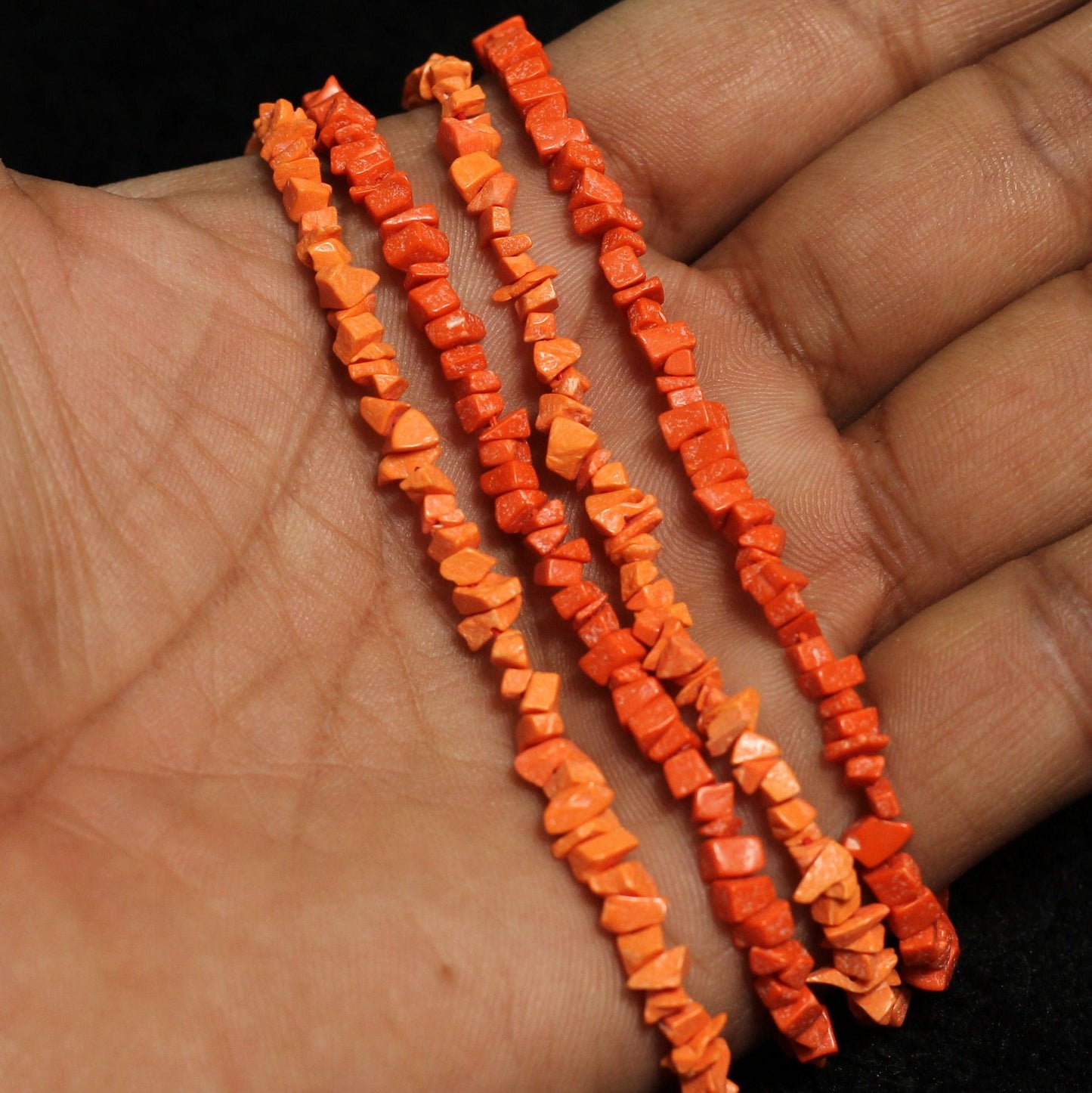 2 Strings Semiprecious Howlite Beads 4mm - Red / Stone / Uncut