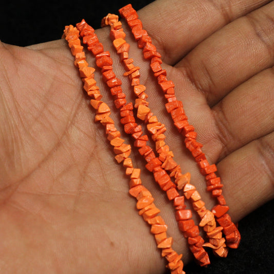 2 Strings Semiprecious Howlite Beads 4mm - Red / Stone / Uncut