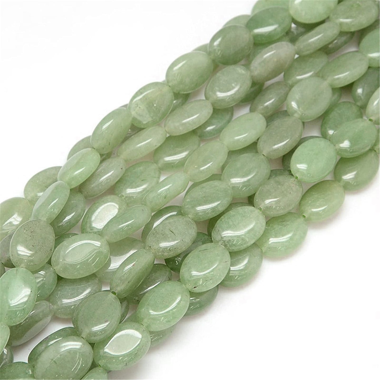 12x8mm Oval Aventurine Stone Beads Green - Green / Oval / 1 String