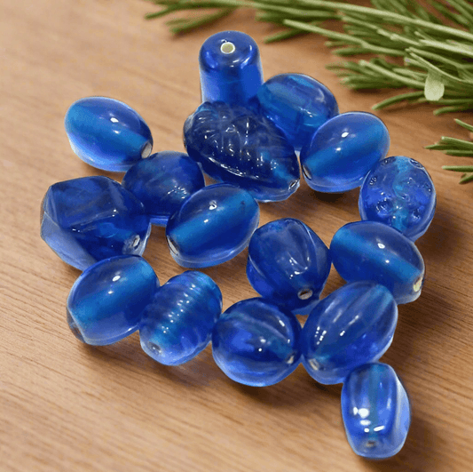 95+ Plain Beads Blue 10-18mm - Blue / Glass / Assorted