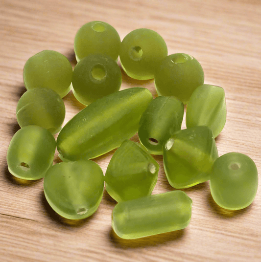 10-18mm Assorted Plain Beads Green - Green / Glass / Assorted