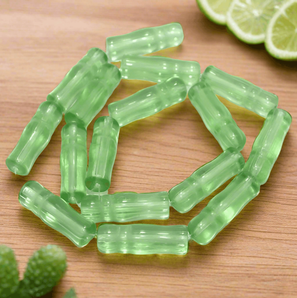 1 String Glass Beads Imam 8x24 mm - Parrot Green / Glass / Tube