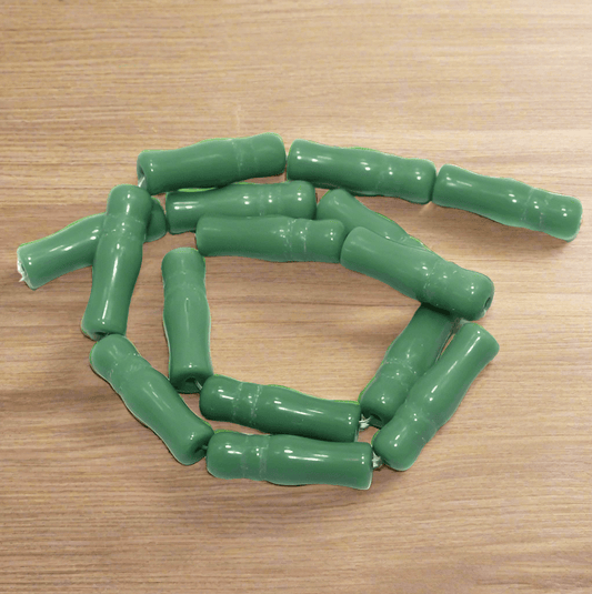 5 Strings Glass Beads Imam Opaque Dark Peridot 8x24 mm - Green / Glass / Tube