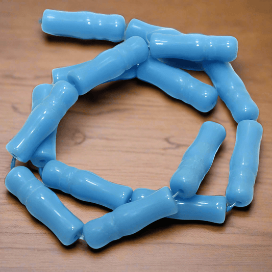 1 String Glass Beads Imam Opaque 8x24 mm - Turquoise / Glass / Tube