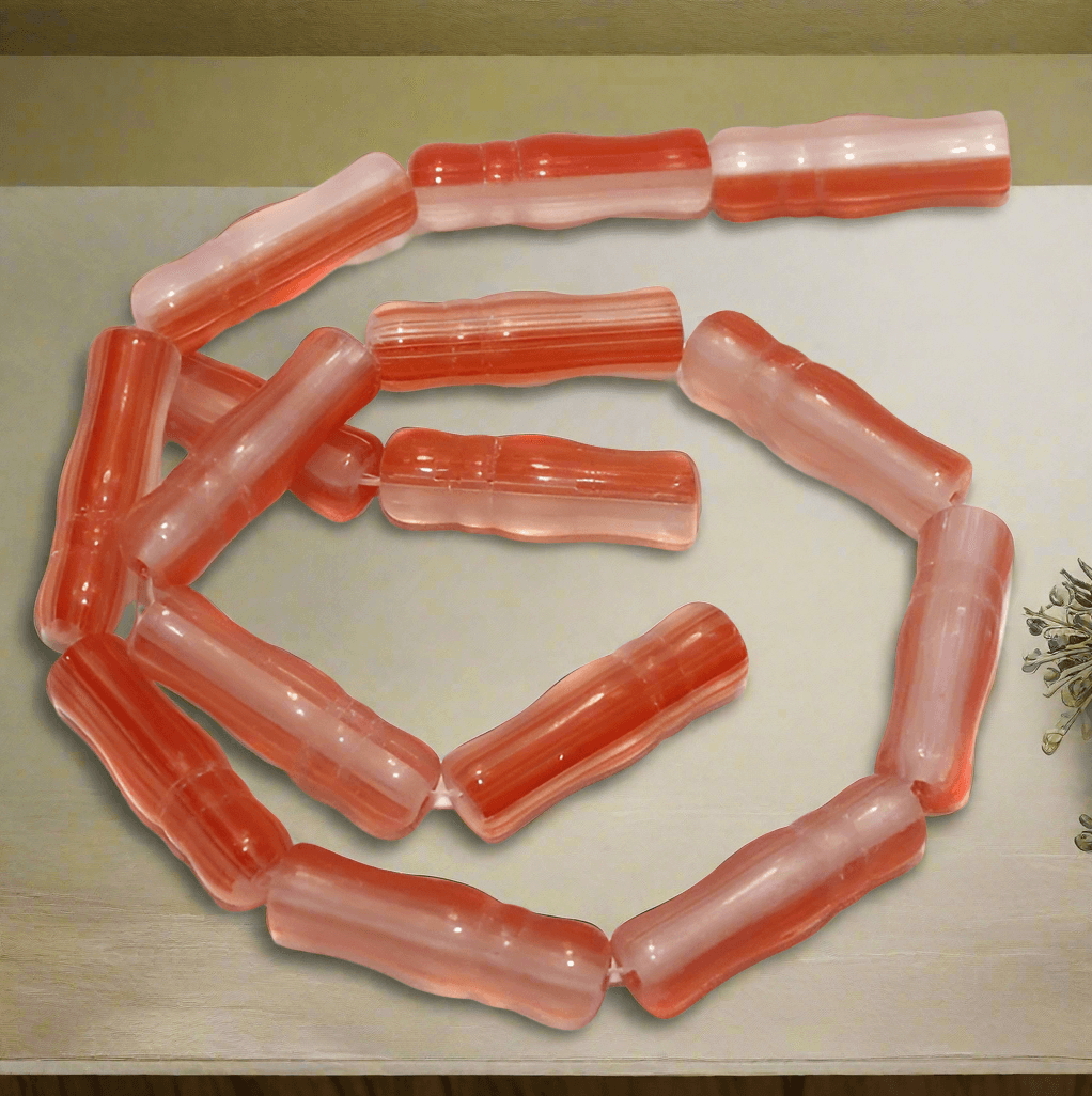 5 Strings Glass Beads Imam Twin Color 8x24 mm - Red / Glass / Tube
