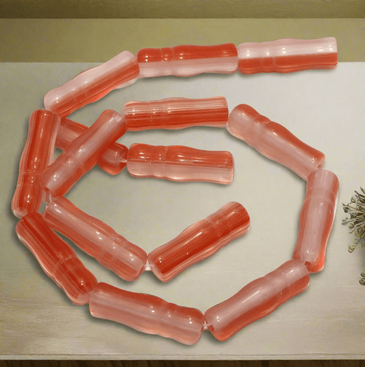 5 Strings Glass Beads Imam Twin Color 8x24 mm - Red / Glass / Tube