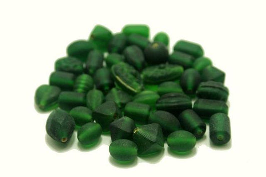 110+ Matte Beads Green Assorted 10-18mm - Green / Glass / Assorted