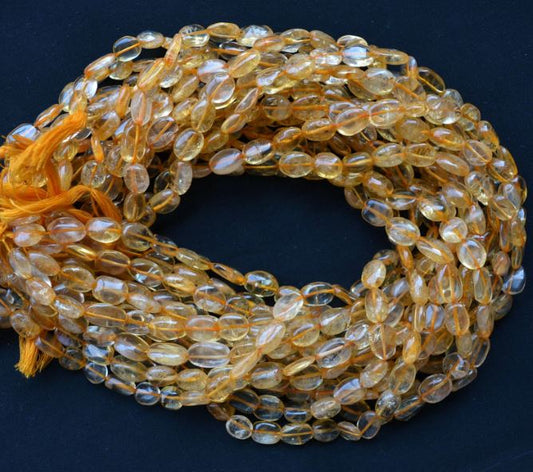 12x8mm Oval Citrine Stone Beads Golden - Golden / Oval / 1 String