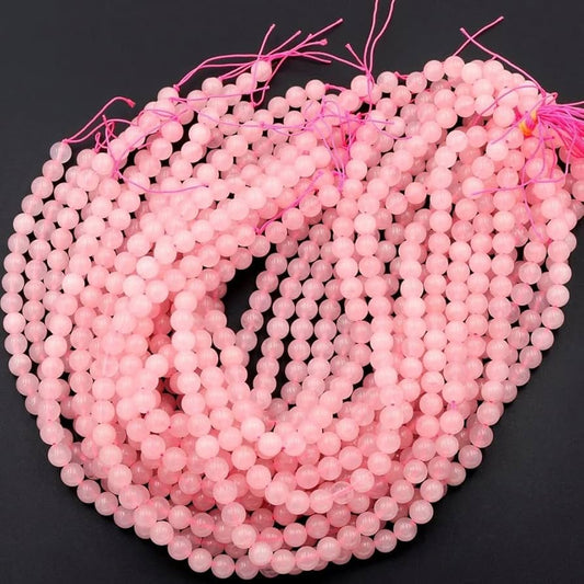 6mm Round Rose Quartz Stone Beads Baby Pink - Baby Pink / Stone / 1 String