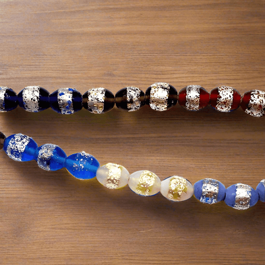 25 Silver Foil Sugar Oval Beads Assorted 14x10mm - Silver / Glass / Oval