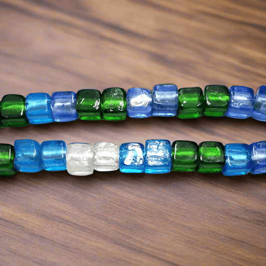 30 Silver Foil Cube Beads Assorted 12mm - Silver / Glass / Cube