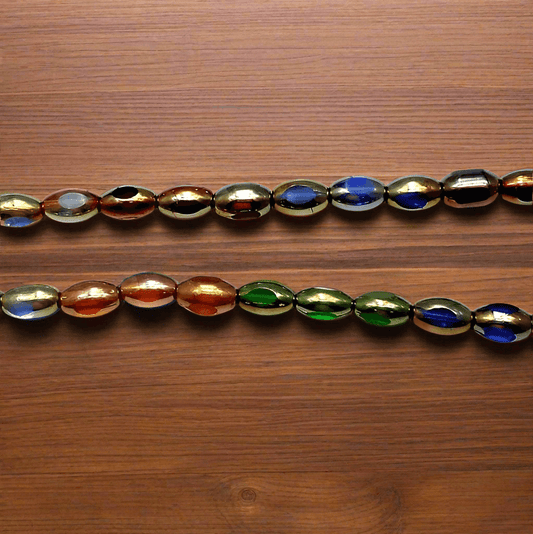 30+ Window Metallic Oval Beads Assorted Rainbow 12x8 mm - MultiColor / Glass / Oval