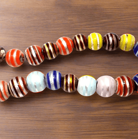 20 Silver Foil Sugar Round Beads Assorted 15-20mm - Silver / Glass / Round